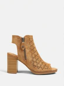 Styleloop Giày cao gót hở mũi phong cách Bohemian dành cho nữ mùa thu - Màu be - Xem 3