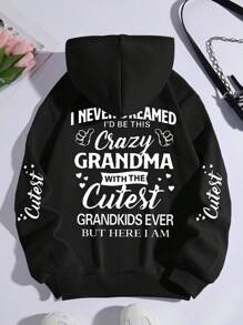 SHEIN Große Größen Sweatshirt mit einfarbigem englischem Spruchaufdruck