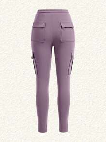 SHEIN EZwear 女款灰紫色针织紧身裤 - 淺灰紫 - 查看 3