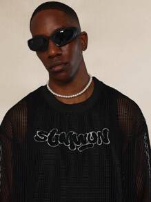 SUMWON Mesh Tee With Front Flock Graphic