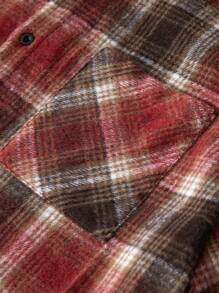 Manfinity Homme Chemise en laine à manches longues avec imprimé à carreaux pour hommes - Multicolore - Voir 5