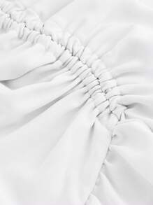 SHEIN MOD Women's  Creamy Apricot  Summer Skirt With High-Low Hem ,Drawstring Ruffled Layered,Party Skirt,Boho Skirt,Lunch Skirt - White - View 3