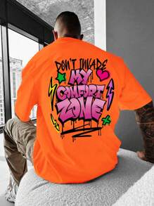 Manfinity EMRG 男士字母印花圆领休闲 T 恤，夏季