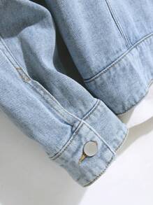 Manfinity Homme Men's Button-Up Long Sleeve Fashionable Streetwear Denim Jacket - Light Wash - View 6