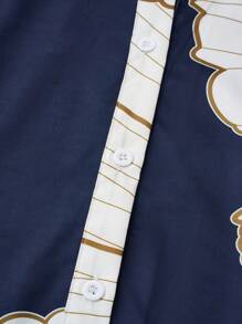 SHEIN Clasi 加大码短袖花卉印花衬衫领连衣裙长款女装 - 彩色 - 查看 4