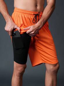 Manfinity Fitness 男友风男士抽绳腰口袋休闲健身运动短裤篮球上衣