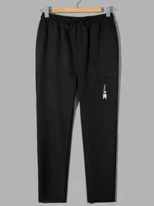 RueChic Men Cargo Pocket With Belt And Label Regular Pants - Black - View 1