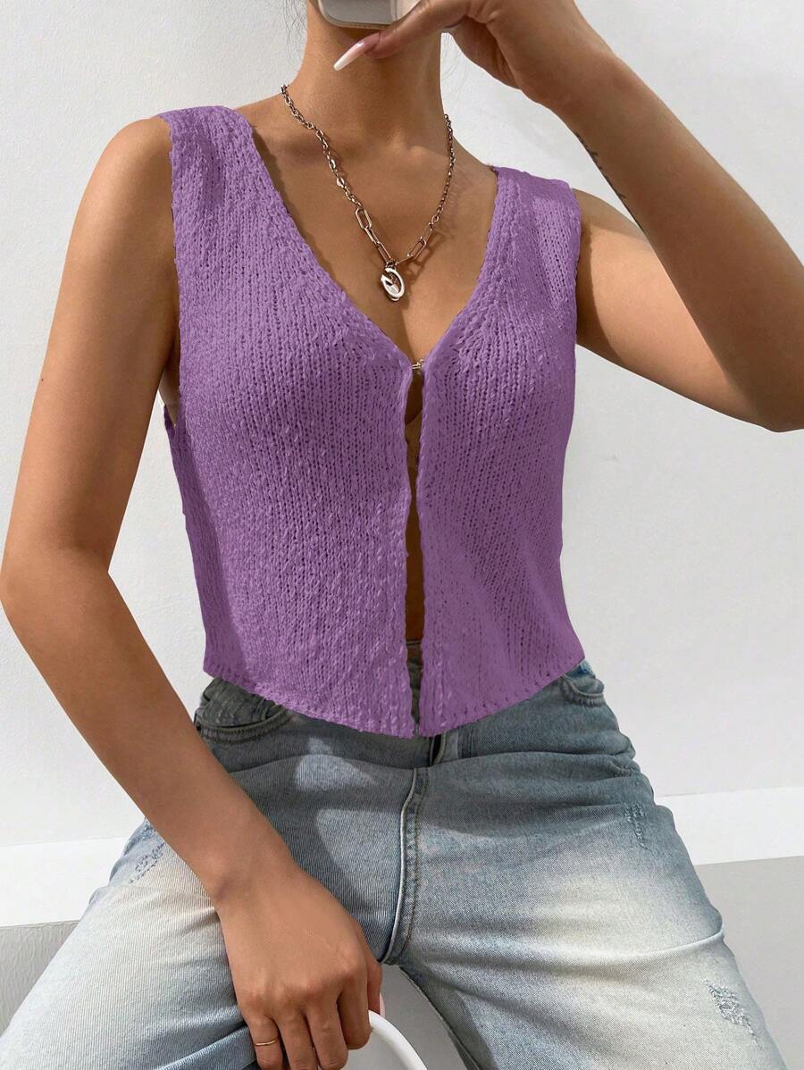 SHEIN Unity 休闲百搭开衫 - 紫色 - 查看 1