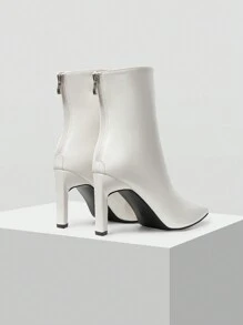 MOTF PREMIUM WOMEN FASHION POINTED TOE SLIM HIGH HEEL MID-CALF BOOTS - White - View 8