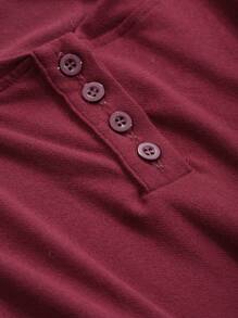 DAZY 女式春/秋休闲纯色长袖修身迷你连衣裙 - 中紫紅色 - 查看 9