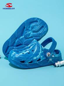 1 par de zuecos de madera azul marino suaves y lindos HOBIBEAR, sandalias de slip-on para bebés y niños pequeños, zapatillas transpirables para interiores y exteriores para niños y niñas