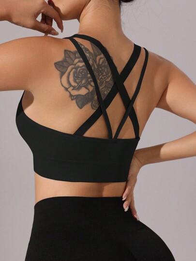 Easithlete Women Seamless Cross Back Sports BH Sets view 6