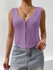 SHEIN Unity 休闲百搭开衫 - 紫色 - 查看 4