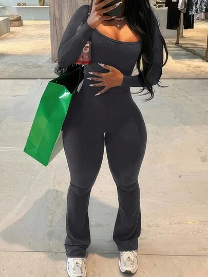 INAWLY 女士休闲纯色连体裤，春秋