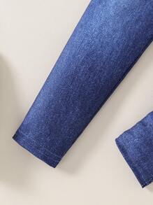 2 件套女童简约军绿色迷彩上衣和蓝色裤子套装 - 彩色 - 查看 5