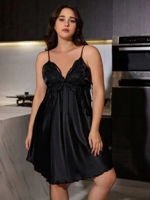 SilkySpell Nuisette en faux soie avec broderie de papillon, grande taille