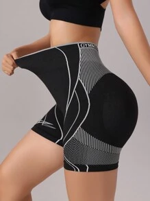 Easithlete Short de fitness sans couture stretch élevé rayé pour femmes, Short de sport, Short de gym, Short de cycliste