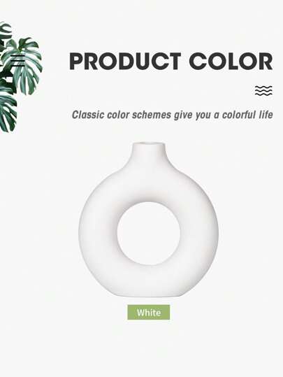 1pc Wit Plastic Circular Flower Vase ation, Simulated Dry ation Vase, Artistic Bloemen Arrangements, Living Room Exhibition Hall ation,Home ,Flower Vase,Centerpiece,Table Valentine DAY, Valentines Wedding, view 2