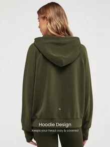 GLOWMODE 莫代尔 Silk Touch 加大码半拉链连帽衫 - 軍綠色 - 查看 8