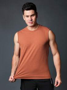 Manfinity Fitness Boyfriend Style Men's Simple Printed Sleeveless Sports T-Shirt & Tank Top Training