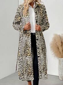 Chiquease 豹纹单排扣轻质风衣