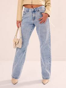 MUSERA Women's Front Button Pocket Simple Casual Denim Jeans, Daily Casual Spring 90's Y2k Streetwear