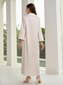 Al Najma 女士休闲印花简约日常朴素连衣裙（图案随机） - 杏色 - 查看 2