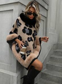 Aveloria Modichic Cape de col en fausse fourrure de lapin pour femmes, pull tricoté pour l'automne et l'hiver - Multicolore - Voir 3