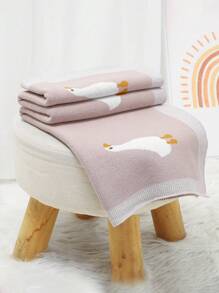 可爱卡通鹅图案针织婴儿毯、新生儿襁褓包、婴儿车罩、午睡毯、四季爱情情人节