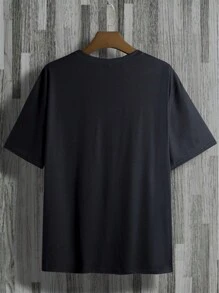 Chillumni Herren große Größen Lässig T-Shirt mit rundem Ausschnitt, Kurz Arm, Buchstaben- und Comic Muster, Sommer