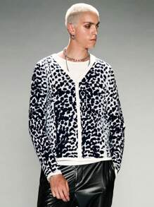 Manfinity VCAY Áo len cardigan cổ tròn dài tay thời trang dạo phố cho nam, phù hợp cho mùa thu/đông - Nhiều màu - Xem 2