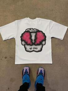 Manfinity Dauomo Men's Cartoon Character Printed Crew Neck Short Sleeve T-Shirt - White - View 2