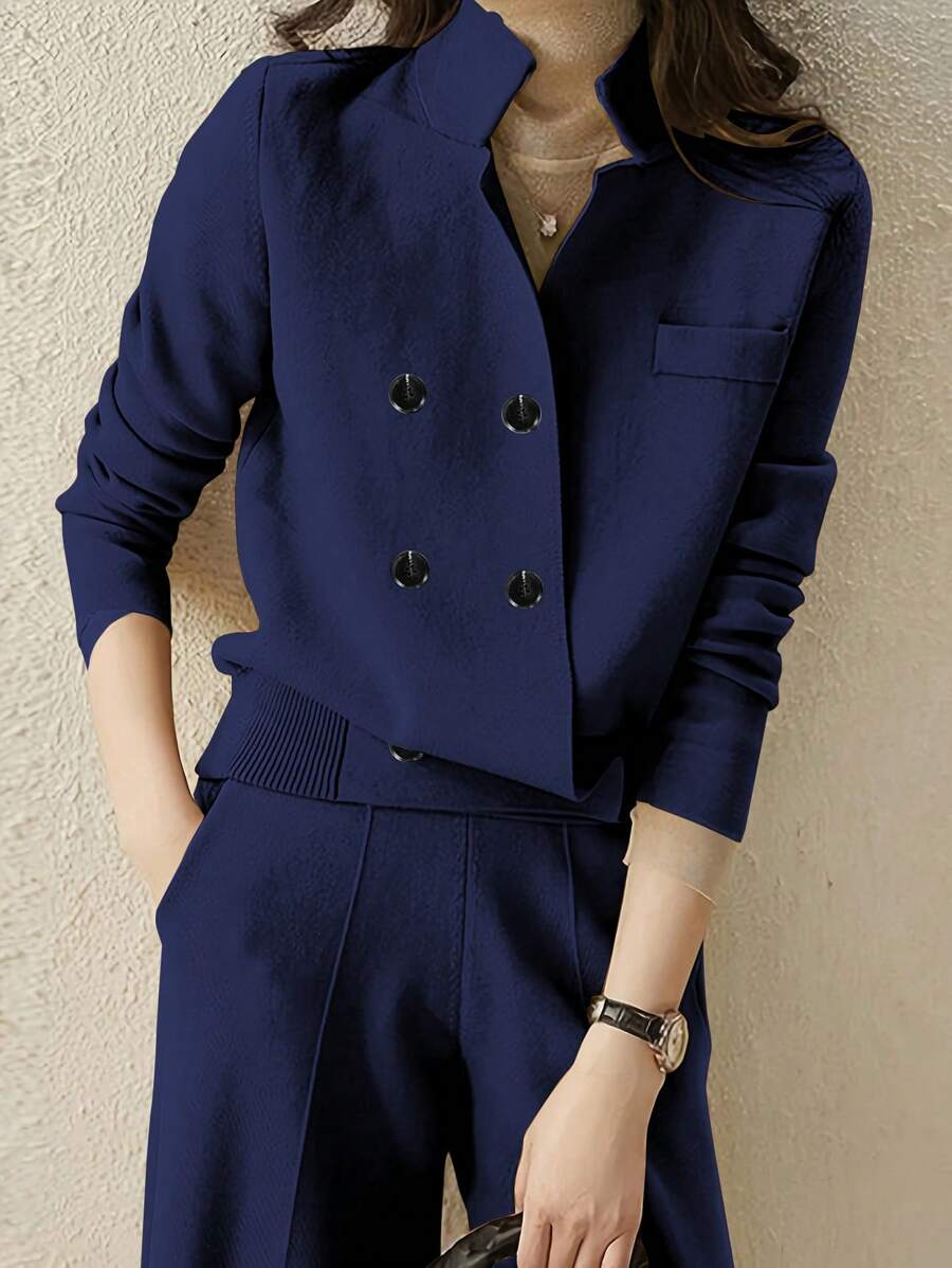 Elegant Cardigan, Sweater Jacket, Women's Cardigans, Graceful Knit Top - Royal Blue - View 1