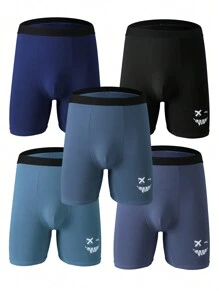 5 piezas/paquete Bóxer ajustados transpirables para hombres, estilos y colores surtidos - Multicolor - Ver 3
