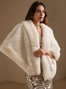 Anewsta Abrigo con capa gruesa y esponjosa para mujeres