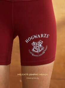 GLOWMODE GLOWMODE X HARRY POTTER 6" FeatherFit™ Hogwarts Crossover Waist Biker Shorts Low Impact Yoga Daily