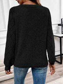 EMERY ROSE 镂空休闲V领针织毛衣