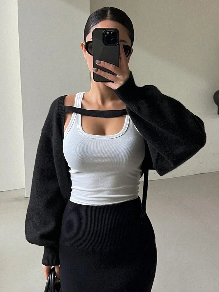 Oblique Strap Ribboned Cozy Soft Knitted Cardigan Sweater Fall