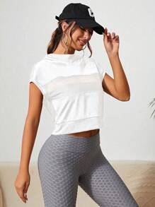 SHEIN Daily&Casual Áo nỉ trùm đầu tay ngắn cánh dơi trơn màu đơn sắc thường ngày cho nữ - trắng - Xem 5