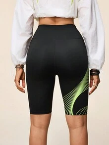 Easithlete 印花修身休闲运动短裤 - 黑色 - 查看 5