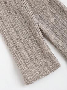 SHEIN Unity Chất rắn Xù Viền không đối xứng Áo thun & Quần ống rộng - Màu be - Xem 4