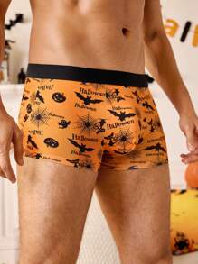 3pcs/Set Men's Letter & Bat Graphic Casual Boxers, Halloween - Multicolor - View 7