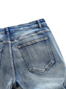 Manfinity EZcore Jeans pitillo de mezclilla azul oscuro desgastados talla grande para hombre