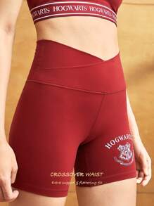 GLOWMODE GLOWMODE X HARRY POTTER 6" FeatherFit™ Hogwarts Crossover Waist Biker Shorts Low Impact Yoga Daily