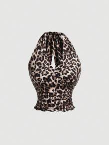 SHEIN MOD 大码秋季朋克风Y2K豹纹露背吊带上衣，性感上衣，适合演唱会、复古风等场合。 - 彩色 - 查看 1