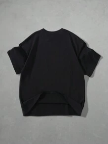 Manfinity Homme Áo thun nam mùa hè in hình mèo khẩu hiệu cổ tròn ngắn tay - màu đen - Xem 2