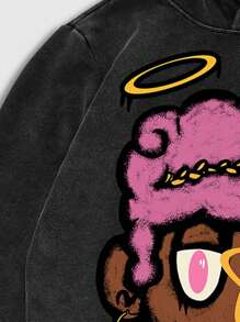 ROMWE MEN Street Life sweat-shirt à capuche vintage délavé et déchiré pour hommes