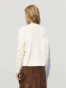 Maija Women's Faux Pearl Decor Long Sleeve Casual Cardigan, Autumn/Winter Fall Sweaters