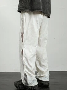 Claim Dot Men's Solid Color Simple Drawstring Sweatpants - Grey - View 2