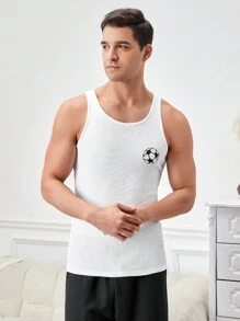 男士圆领休闲足球图案汗衫，四季款 - 白色 - 查看 5